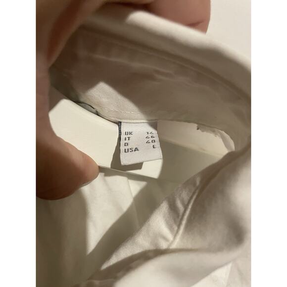 THE SHIRT COMPANY White Organic Cotton‎ Cuff Collared Shirt Large - Picture 6 of 7